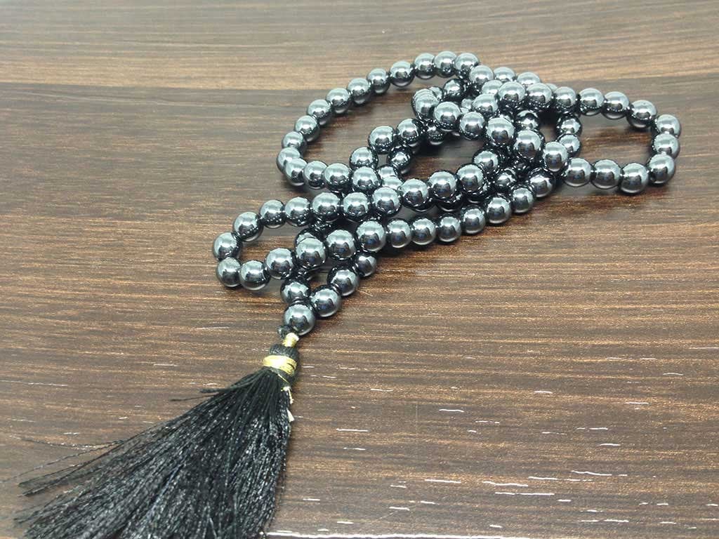 One (1) Natural 8mm Hematite Mala With 108 Prayer Beads Perfect For Mediation Hematite Prayer Mala Necklace ~ JP128